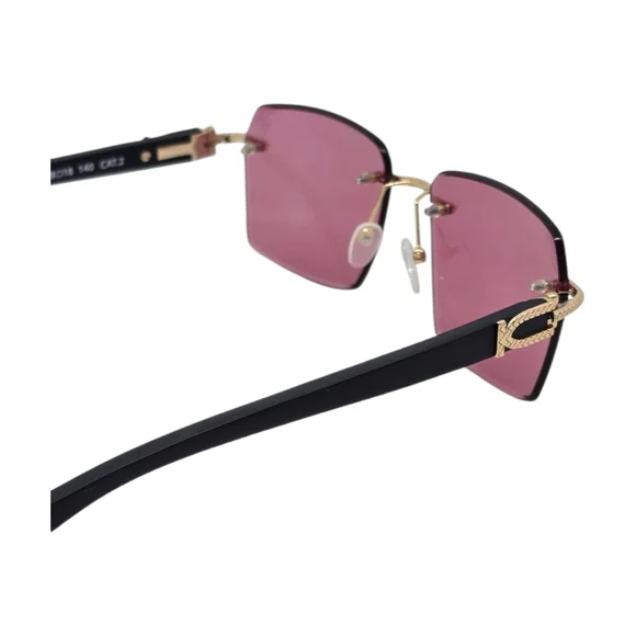 Porta Romana Sunglasses with Pink Lenses and WOODEN TEMPLES display picture 1